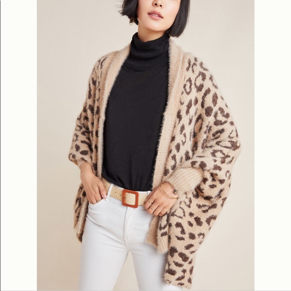 Anthropologie Louise Leopard Wrap OS